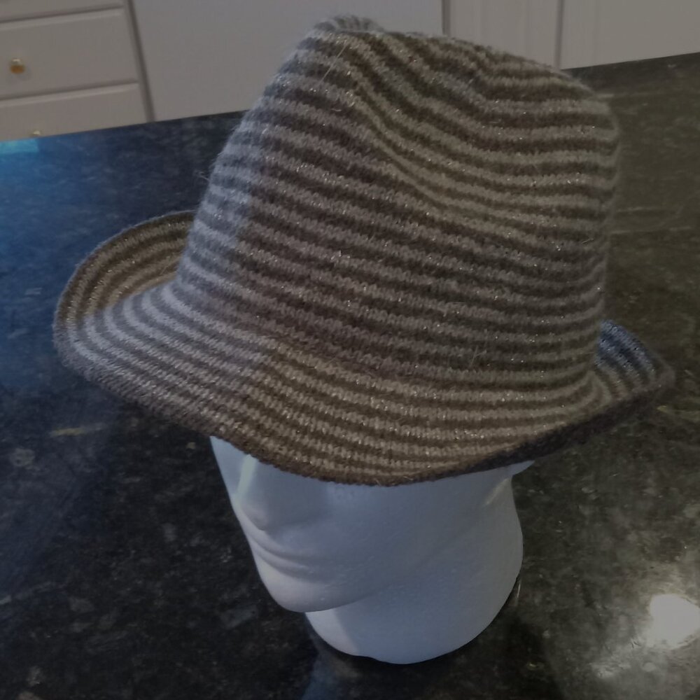 ADORA Hipster Fedora with Sparkly Stripes & Slate Underbrim